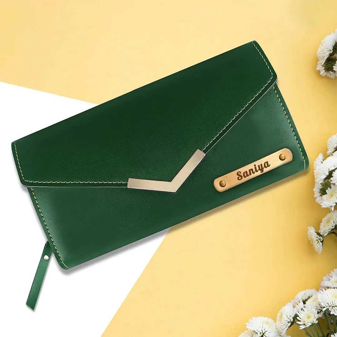 Personalized Name Ladies Clutch - Green